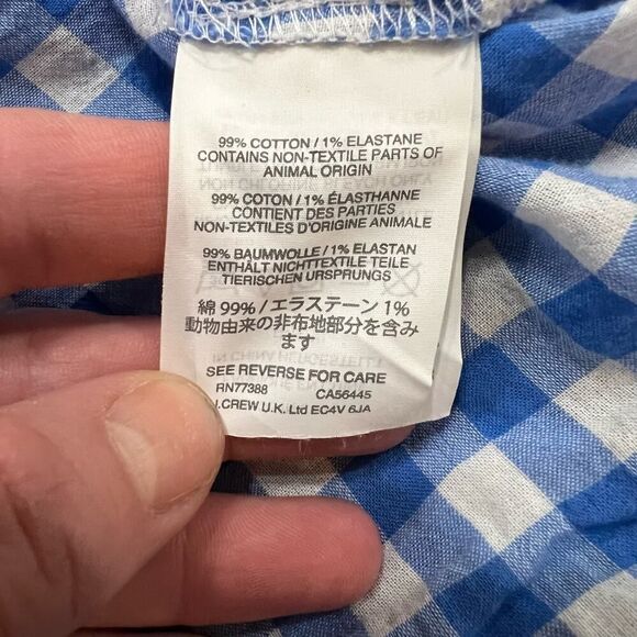 J. Crew blue white checkered gingham tie front boy shirt collared top size 6 - Picture 8 of 10
